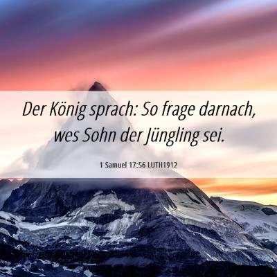 Picture 06 - 1 Samuel 17:56 LUTH1912 - Der König sprach: So frage darnach, wes Sohn der - Bible Verse Picture