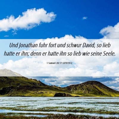 Picture 06 - 1 Samuel 20:17 LUTH1912 - Und Jonathan fuhr fort und schwur David, so lieb - Bible Verse Picture