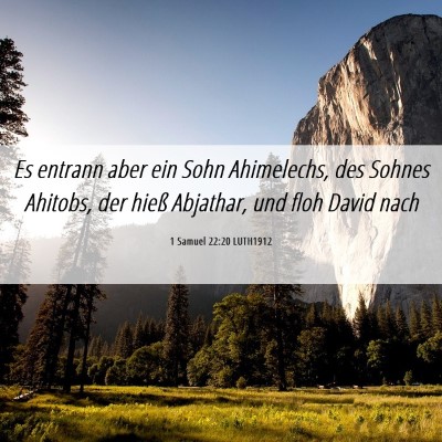 Picture 06 - 1 Samuel 22:20 LUTH1912 - Es entrann aber ein Sohn Ahimelechs, des Sohnes - Bible Verse Picture