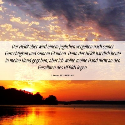 Picture 06 - 1 Samuel 26:23 LUTH1912 - Der HERR aber wird einem jeglichen vergelten nach - Bible Verse Picture