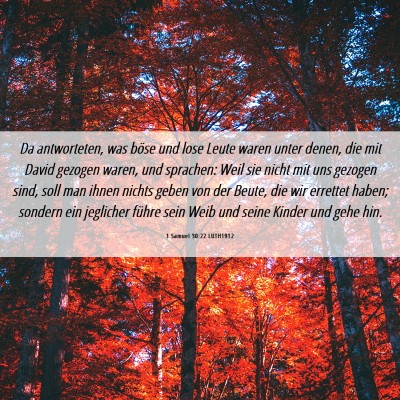 Picture 06 - 1 Samuel 30:22 LUTH1912 - Da antworteten, was böse und lose Leute waren - Bible Verse Picture