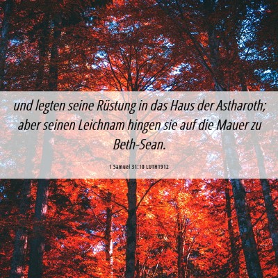 Picture 06 - 1 Samuel 31:10 LUTH1912 - und legten seine Rüstung in das Haus der - Bible Verse Picture