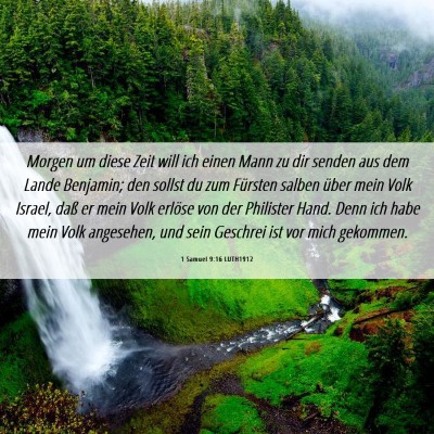 Picture 06 - 1 Samuel 9:16 LUTH1912 - Morgen um diese Zeit will ich einen Mann zu dir - Bible Verse Picture