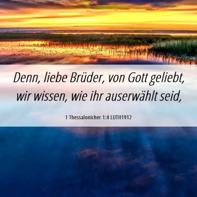 Picture 06 - 1 Thessalonicher 1:4 LUTH1912 - Denn, liebe Brüder, von Gott geliebt, wir - Bible Verse Picture