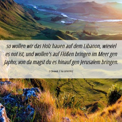 Picture 06 - 2 Chronik 2:16 LUTH1912 - so wollen wir das Holz hauen auf dem Libanon, - Bible Verse Picture