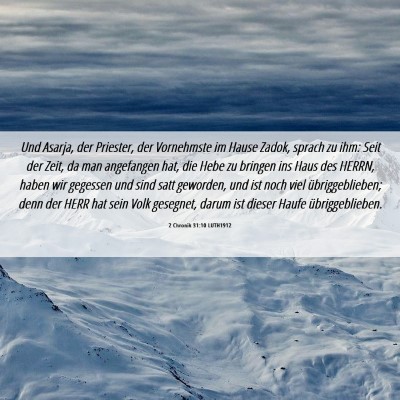 Picture 06 - 2 Chronik 31:10 LUTH1912 - Und Asarja, der Priester, der Vornehmste im Hause - Bible Verse Picture