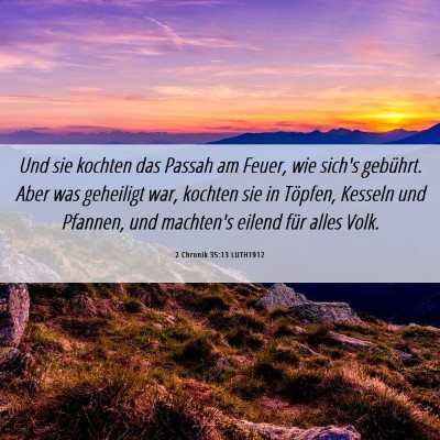Picture 06 - 2 Chronik 35:13 LUTH1912 - Und sie kochten das Passah am Feuer, wie sich's - Bible Verse Picture