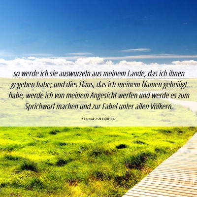 Picture 06 - 2 Chronik 7:20 LUTH1912 - so werde ich sie auswurzeln aus meinem Lande, das - Bible Verse Picture