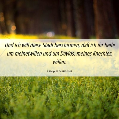 Picture 06 - 2 Könige 19:34 LUTH1912 - Und ich will diese Stadt beschirmen, daß ich ihr - Bible Verse Picture