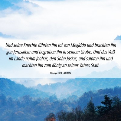 Picture 06 - 2 Könige 23:30 LUTH1912 - Und seine Knechte führten ihn tot von Megiddo - Bible Verse Picture