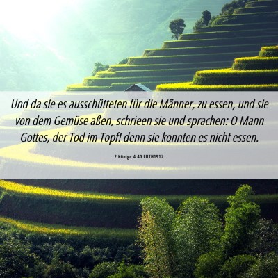 Picture 06 - 2 Könige 4:40 LUTH1912 - Und da sie es ausschütteten für die Männer, zu - Bible Verse Picture