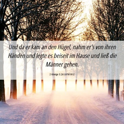 Picture 06 - 2 Könige 5:24 LUTH1912 - Und da er kam an den Hügel, nahm er's von ihren - Bible Verse Picture