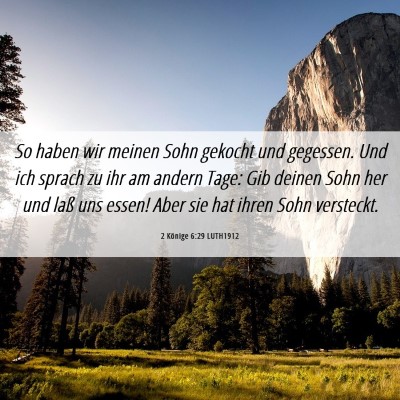 Picture 06 - 2 Könige 6:29 LUTH1912 - So haben wir meinen Sohn gekocht und gegessen. - Bible Verse Picture