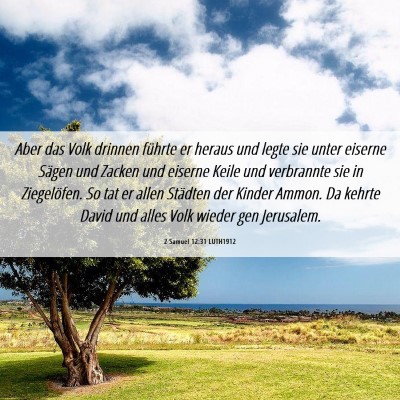 Picture 06 - 2 Samuel 12:31 LUTH1912 - Aber das Volk drinnen führte er heraus und legte - Bible Verse Picture