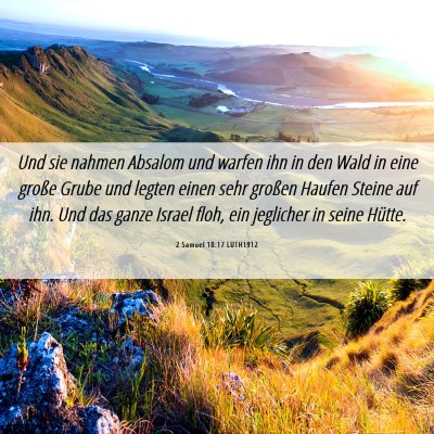 Picture 06 - 2 Samuel 18:17 LUTH1912 - Und sie nahmen Absalom und warfen ihn in den Wald - Bible Verse Picture