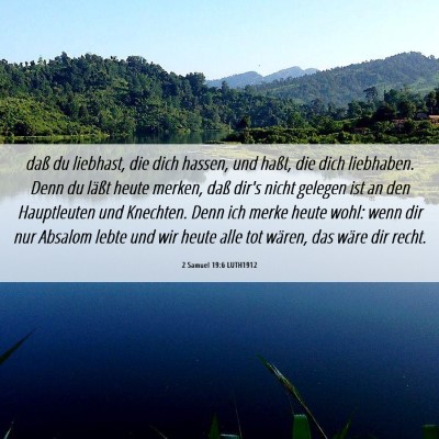 Picture 06 - 2 Samuel 19:6 LUTH1912 - daß du liebhast, die dich hassen, und haßt, die - Bible Verse Picture