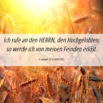 Picture 06 - 2 Samuel 22:4 LUTH1912 - Ich rufe an den HERRN, den Hochgelobten, so werde - Bible Verse Picture