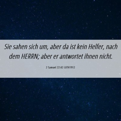 Picture 06 - 2 Samuel 22:42 LUTH1912 - Sie sahen sich um, aber da ist kein Helfer, nach - Bible Verse Picture
