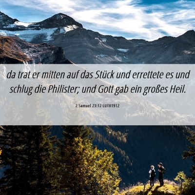 Picture 06 - 2 Samuel 23:12 LUTH1912 - da trat er mitten auf das Stück und errettete es - Bible Verse Picture