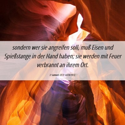 Picture 06 - 2 Samuel 23:7 LUTH1912 - sondern wer sie angreifen soll, muß Eisen und - Bible Verse Picture