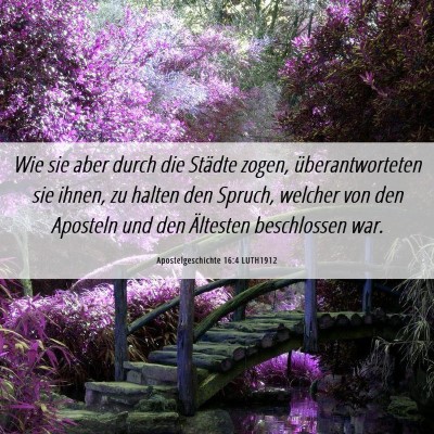 Picture 06 - Apostelgeschichte 16:4 LUTH1912 - Wie sie aber durch die Städte zogen, - Bible Verse Picture