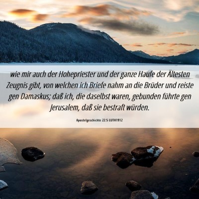 Picture 06 - Apostelgeschichte 22:5 LUTH1912 - wie mir auch der Hohepriester und der ganze Haufe - Bible Verse Picture