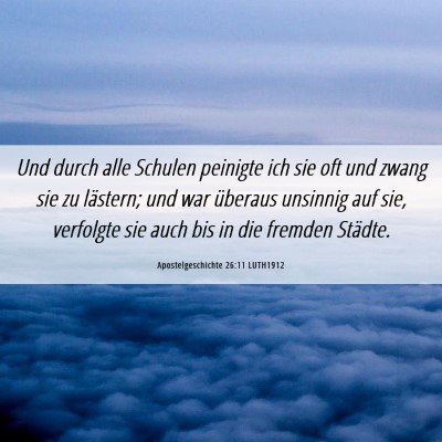Picture 06 - Apostelgeschichte 26:11 LUTH1912 - Und durch alle Schulen peinigte ich sie oft und - Bible Verse Picture