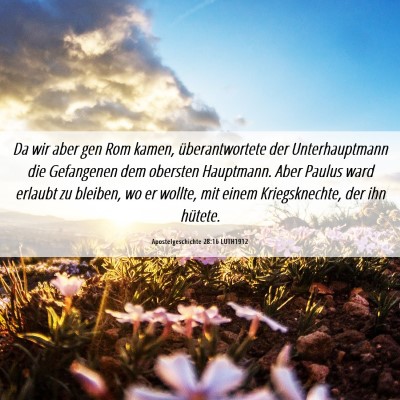 Picture 06 - Apostelgeschichte 28:16 LUTH1912 - Da wir aber gen Rom kamen, überantwortete der - Bible Verse Picture