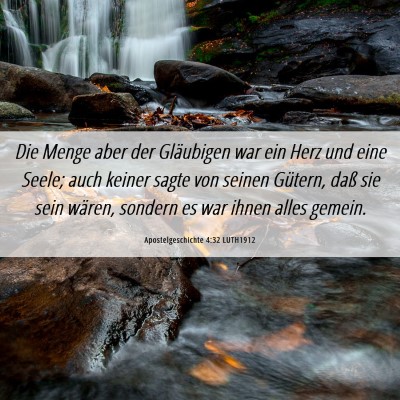 Picture 06 - Apostelgeschichte 4:32 LUTH1912 - Die Menge aber der Gläubigen war ein Herz und - Bible Verse Picture
