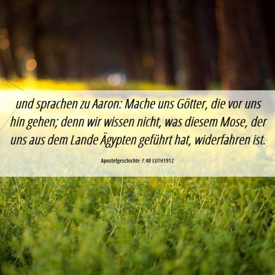 Picture 06 - Apostelgeschichte 7:40 LUTH1912 - und sprachen zu Aaron: Mache uns Götter, die vor - Bible Verse Picture