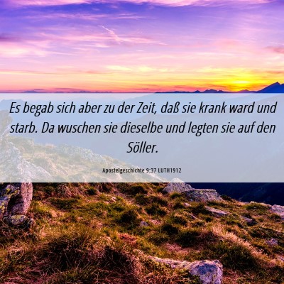 Picture 06 - Apostelgeschichte 9:37 LUTH1912 - Es begab sich aber zu der Zeit, daß sie krank - Bible Verse Picture