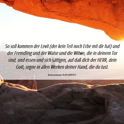 Picture 06 - Deuteronomium 14:29 LUTH1912 - So soll kommen der Levit (der kein Teil noch Erbe - Bible Verse Picture