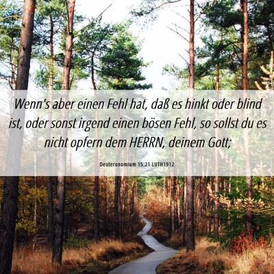 Picture 06 - Deuteronomium 15:21 LUTH1912 - Wenn's aber einen Fehl hat, daß es hinkt oder - Bible Verse Picture