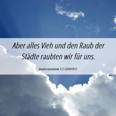 Picture 06 - Deuteronomium 3:7 LUTH1912 - Aber alles Vieh und den Raub der Städte raubten - Bible Verse Picture