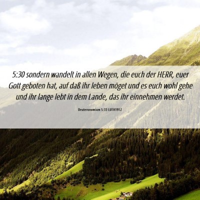 Picture 06 - Deuteronomium 5:33 LUTH1912 - 5:30 sondern wandelt in allen Wegen, die euch der - Bible Verse Picture