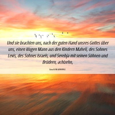Picture 06 - Esra 8:18 LUTH1912 - Und sie brachten uns, nach der guten Hand unsres - Bible Verse Picture
