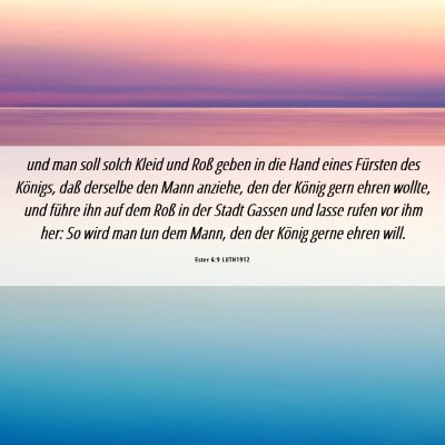Picture 06 - Ester 6:9 LUTH1912 - und man soll solch Kleid und Roß geben in die - Bible Verse Picture