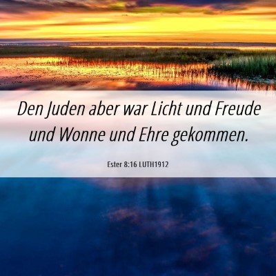 Picture 06 - Ester 8:16 LUTH1912 - Den Juden aber war Licht und Freude und Wonne und - Bible Verse Picture