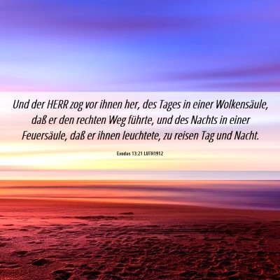 Picture 06 - Exodus 13:21 LUTH1912 - Und der HERR zog vor ihnen her, des Tages in - Bible Verse Picture