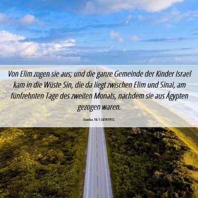 Picture 06 - Exodus 16:1 LUTH1912 - Von Elim zogen sie aus; und die ganze Gemeinde - Bible Verse Picture