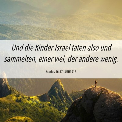 Picture 06 - Exodus 16:17 LUTH1912 - Und die Kinder Israel taten also und sammelten, - Bible Verse Picture