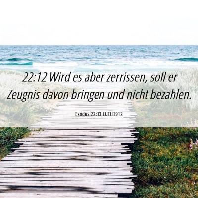Picture 06 - Exodus 22:13 LUTH1912 - 22:12 Wird es aber zerrissen, soll er Zeugnis - Bible Verse Picture