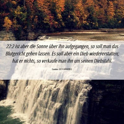 Picture 06 - Exodus 22:3 LUTH1912 - 22:2 Ist aber die Sonne über ihn aufgegangen, so - Bible Verse Picture