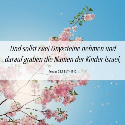 Picture 06 - Exodus 28:9 LUTH1912 - Und sollst zwei Onyxsteine nehmen und darauf - Bible Verse Picture