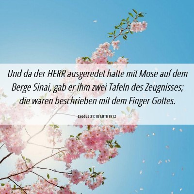 Picture 06 - Exodus 31:18 LUTH1912 - Und da der HERR ausgeredet hatte mit Mose auf dem - Bible Verse Picture