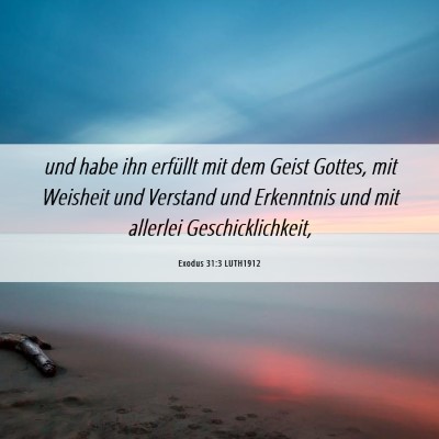 Picture 06 - Exodus 31:3 LUTH1912 - und habe ihn erfüllt mit dem Geist Gottes, mit - Bible Verse Picture