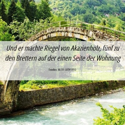Picture 06 - Exodus 36:31 LUTH1912 - Und er machte Riegel von Akazienholz, fünf zu - Bible Verse Picture