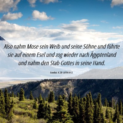Picture 06 - Exodus 4:20 LUTH1912 - Also nahm Mose sein Weib und seine Söhne und - Bible Verse Picture