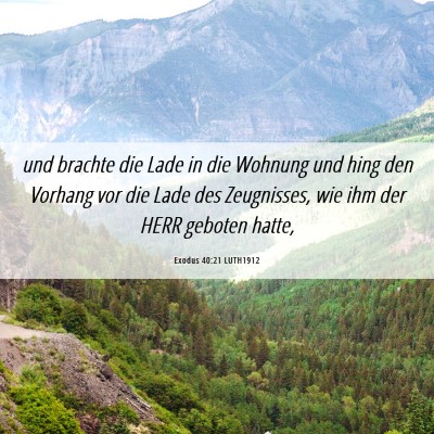Picture 06 - Exodus 40:21 LUTH1912 - und brachte die Lade in die Wohnung und hing den - Bible Verse Picture