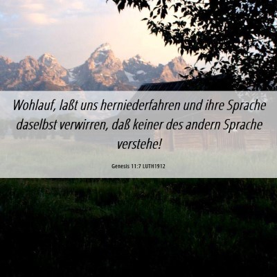 Picture 06 - Genesis 11:7 LUTH1912 - Wohlauf, laßt uns herniederfahren und ihre - Bible Verse Picture